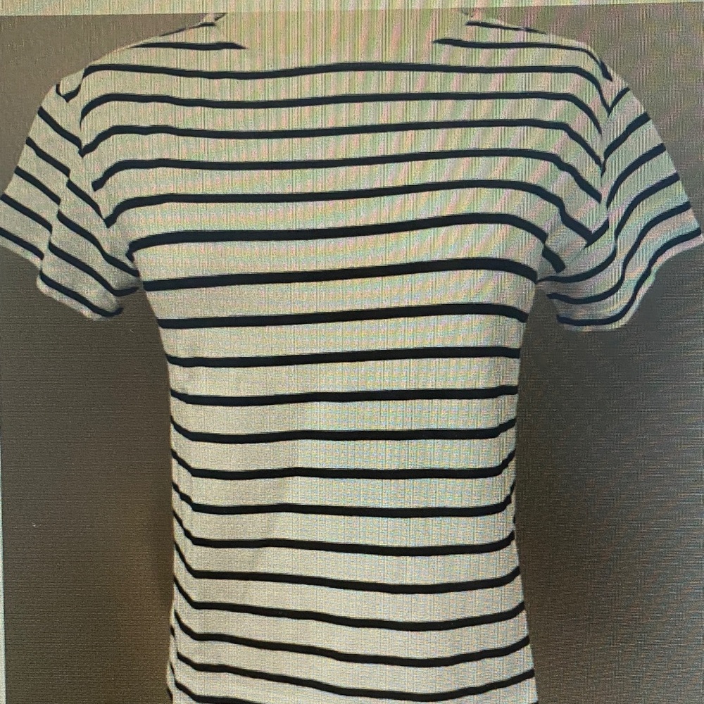 Classic Black & White Striped Crewneck Tee - Women